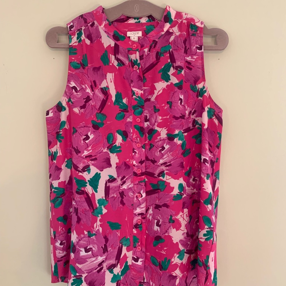 Jcrew Floral Sleeveless Blouse